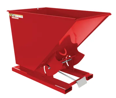 Vestil Steel Medium Duty Self Dumping Hopper 1-1/2 Cubic Yard 4000 Lb. Capacity Soda Red