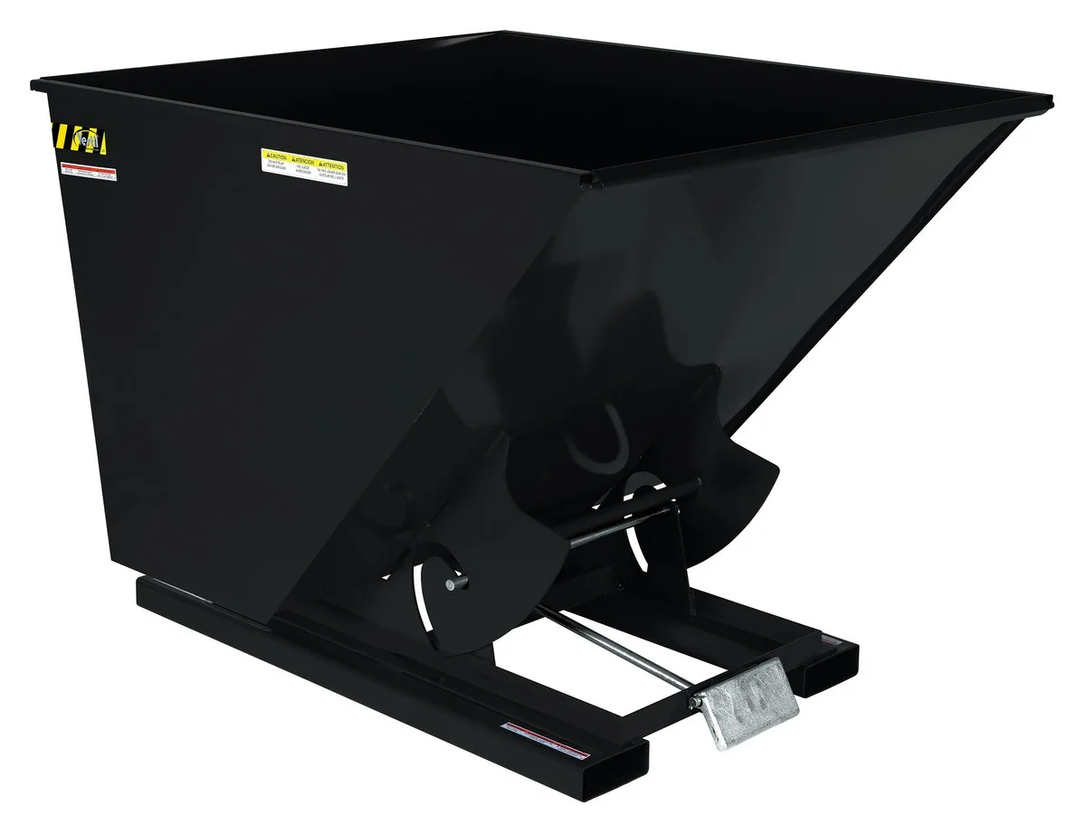 Vestil D-200-HD-BLK-SG d style - self-dumping steel hoppers with bumper release