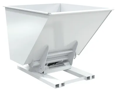 Vestil Steel Heavy Duty Hydraulic Dumping Hopper 2 Cubic Yard 6,000 Lb. Capacity White