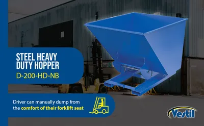 Vestil D-200-HD-NB d-style hoppers, no bump & dump feature highlights
