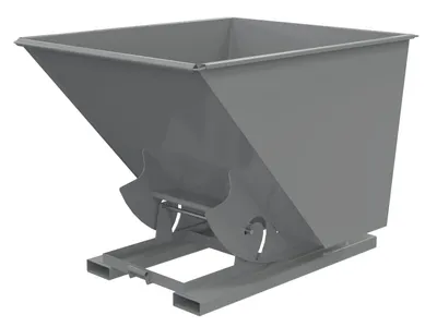 Vestil Steel Heavy Duty No Bump & Dump Hopper 2 Cubic Yard 6000 Lb. Capacity Battleship Gray