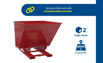 Vestil D-200-HD-NB-SR d-style hoppers, no bump & dump feature highlights