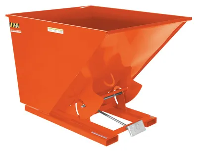 Vestil Steel Heavy Duty Self Dumping Hopper 2 Cubic Yard 6000 Lb. Capacity Orange