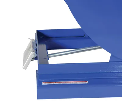 Vestil D-200-LD d style - self-dumping steel hoppers with bumper release shown from an alternate angle