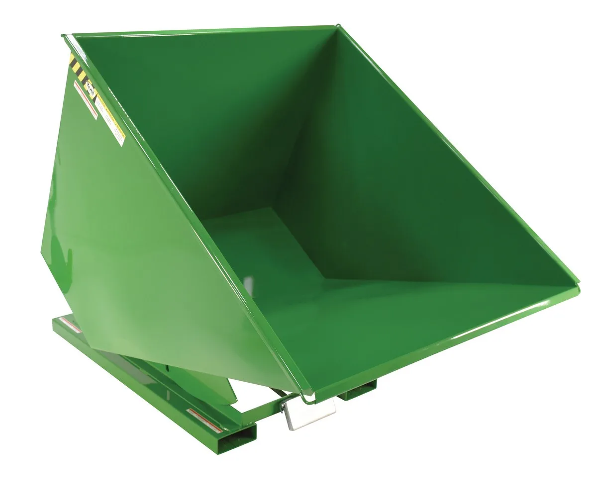 Vestil D-200-LD-GRN-T d style - self-dumping steel hoppers with bumper release