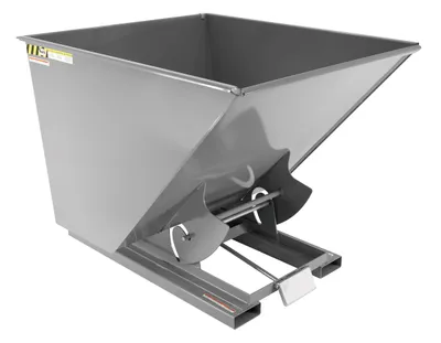 Vestil D-200-LD-GY-SG d style - self-dumping steel hoppers with bumper release
