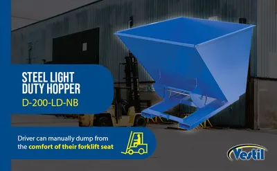 Vestil D-200-LD-NB d-style hoppers, no bump & dump feature highlights