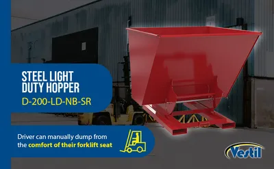 Vestil D-200-LD-NB-SR d-style hoppers, no bump & dump feature highlights
