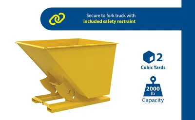 Vestil D-200-LD-NB-YEL d-style hoppers, no bump & dump feature highlights