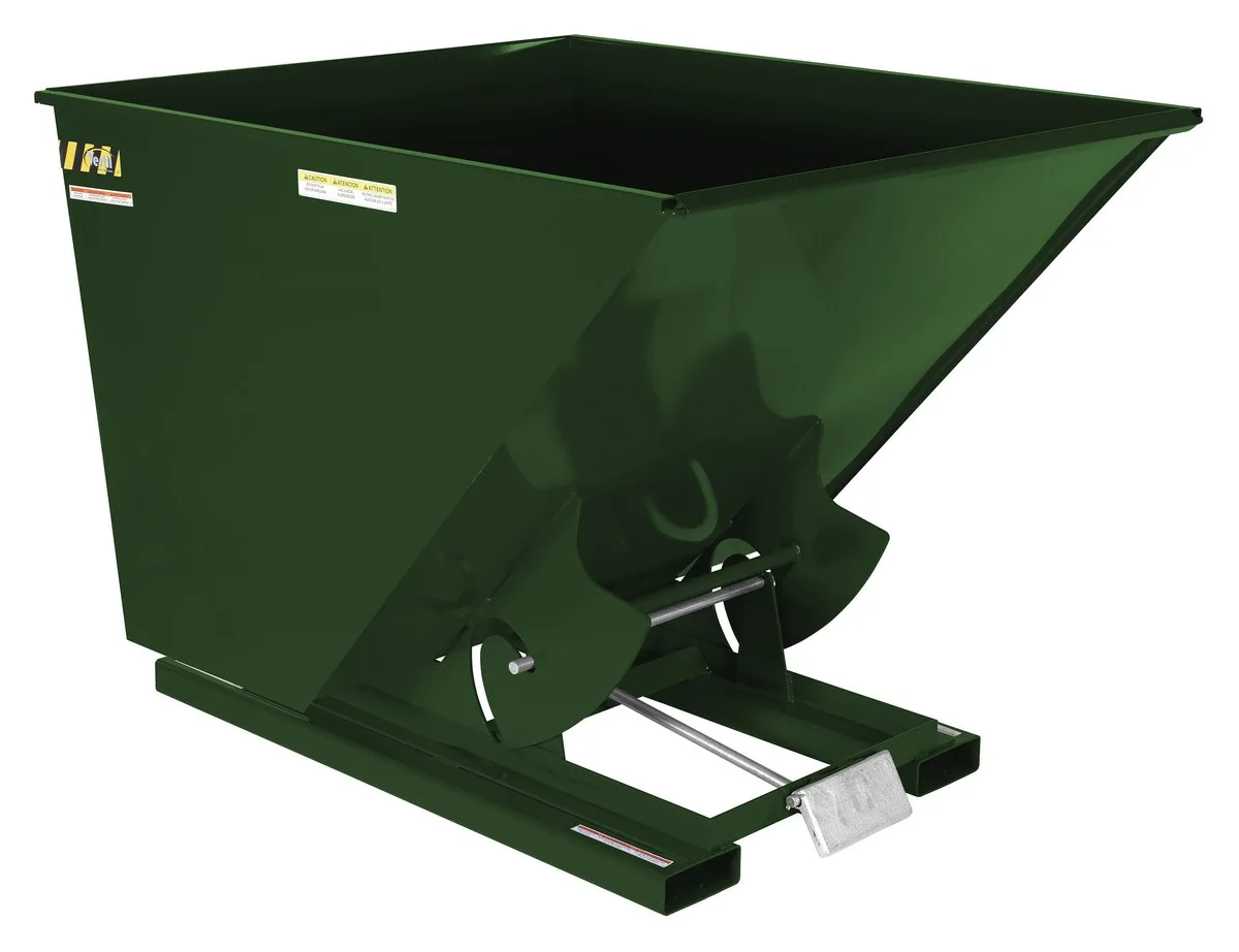 Vestil D-200-MD-GRN-H d style - self-dumping steel hoppers with bumper release