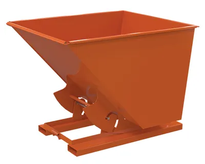 Vestil Steel Medium Duty No Bump & Dump Hopper 2 Cubic Yard 4000 Lb. Capacity Orange