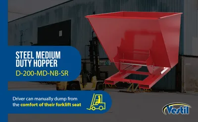 Vestil D-200-MD-NB-SR d-style hoppers, no bump & dump feature highlights