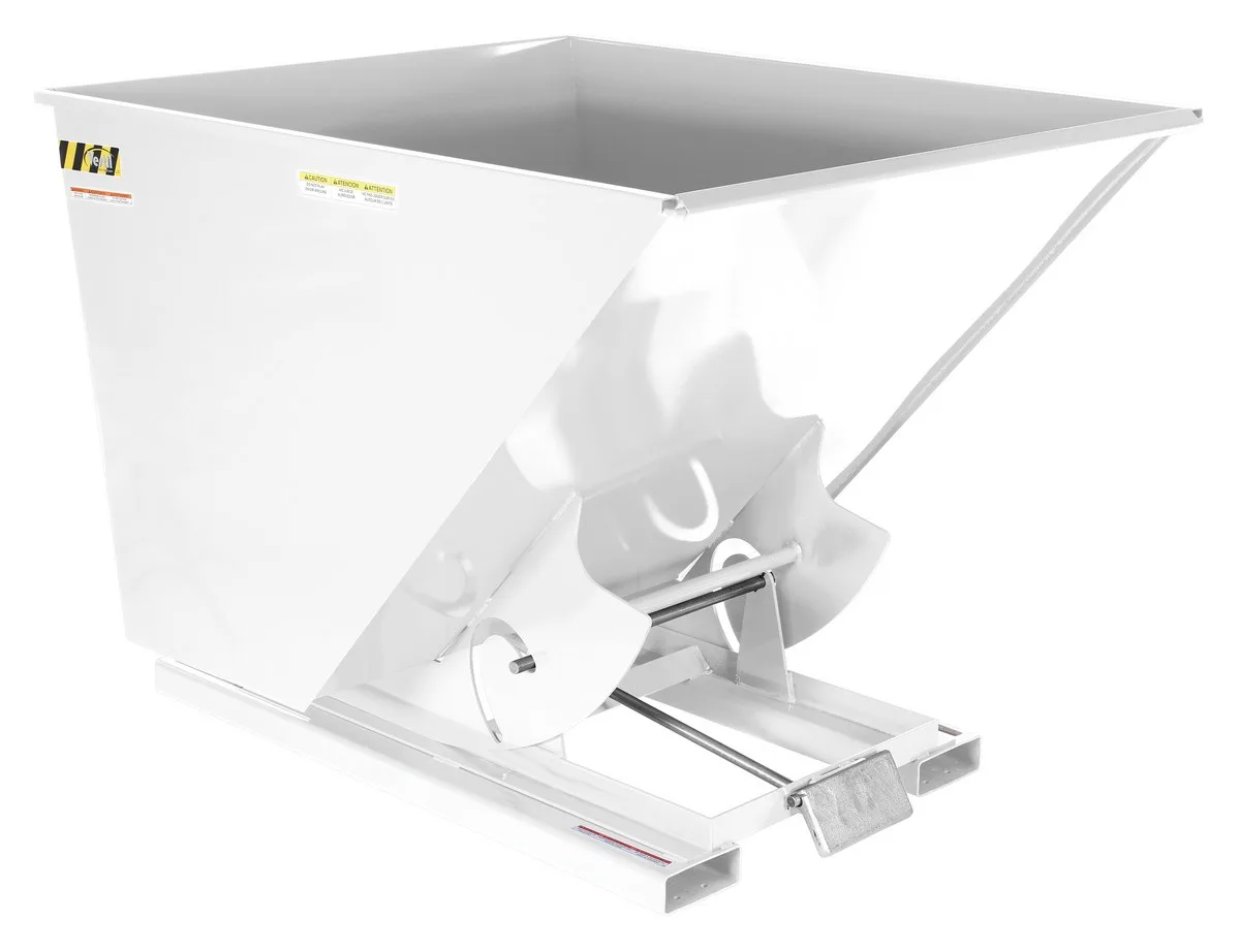 Vestil D-200-MD-WHT d style - self-dumping steel hoppers with bumper release