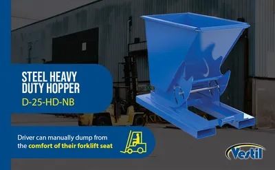 Vestil D-25-HD-NB d-style hoppers, no bump & dump feature highlights
