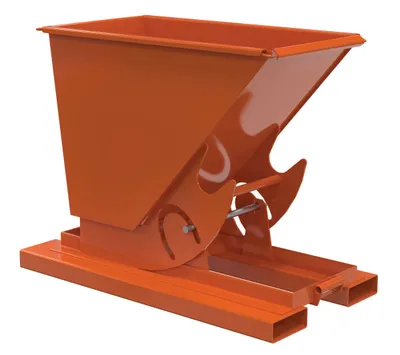 Vestil Steel Heavy Duty No Bump & Dump Hopper 1/4 Cubic Yard 6000 Lb. Capacity Orange