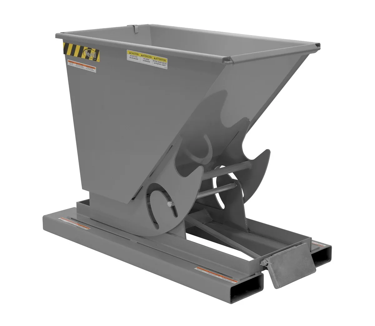 Vestil D-25-LD-GY-SG d style - self-dumping steel hoppers with bumper release
