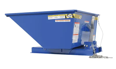 Vestil Steel Low Profile Self Dumping Hopper .25 Cubic Yards 2,000 lb. Capacity Blue