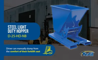 Vestil D-25-LD-NB d-style hoppers, no bump & dump feature highlights