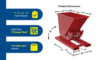 Vestil D-25-LD-NB-SR d-style hoppers, no bump & dump feature highlights