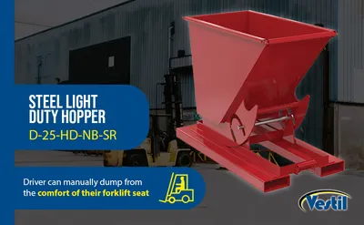 Vestil D-25-LD-NB-SR d-style hoppers, no bump & dump feature highlights