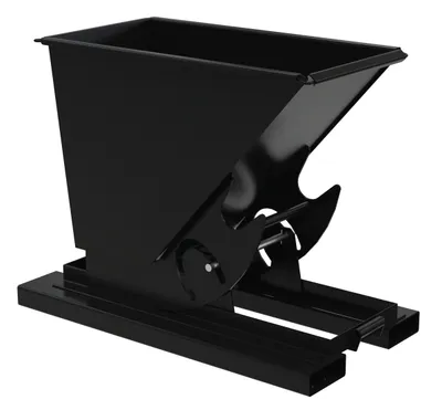 Vestil Steel Medium Duty No Bump & Dump Hopper 1/4 Cubic Yard 4000 Lb. Capacity Semi Gloss Black