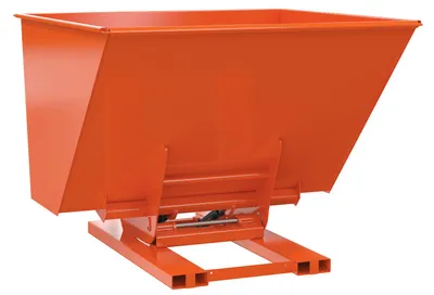 Vestil Steel Heavy Duty Hydraulic Dumping Hopper 2-1/2 Cubic Yard 6,000 Lb. Capacity Orange