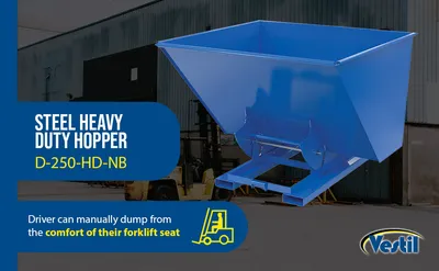Vestil D-250-HD-NB d-style hoppers, no bump & dump feature highlights