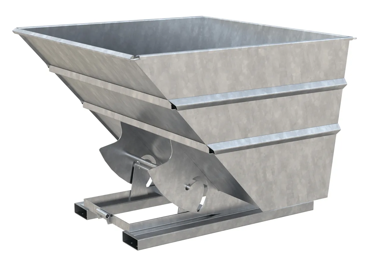 Vestil D-250-HD-NB-GAL d-style hoppers, no bump & dump