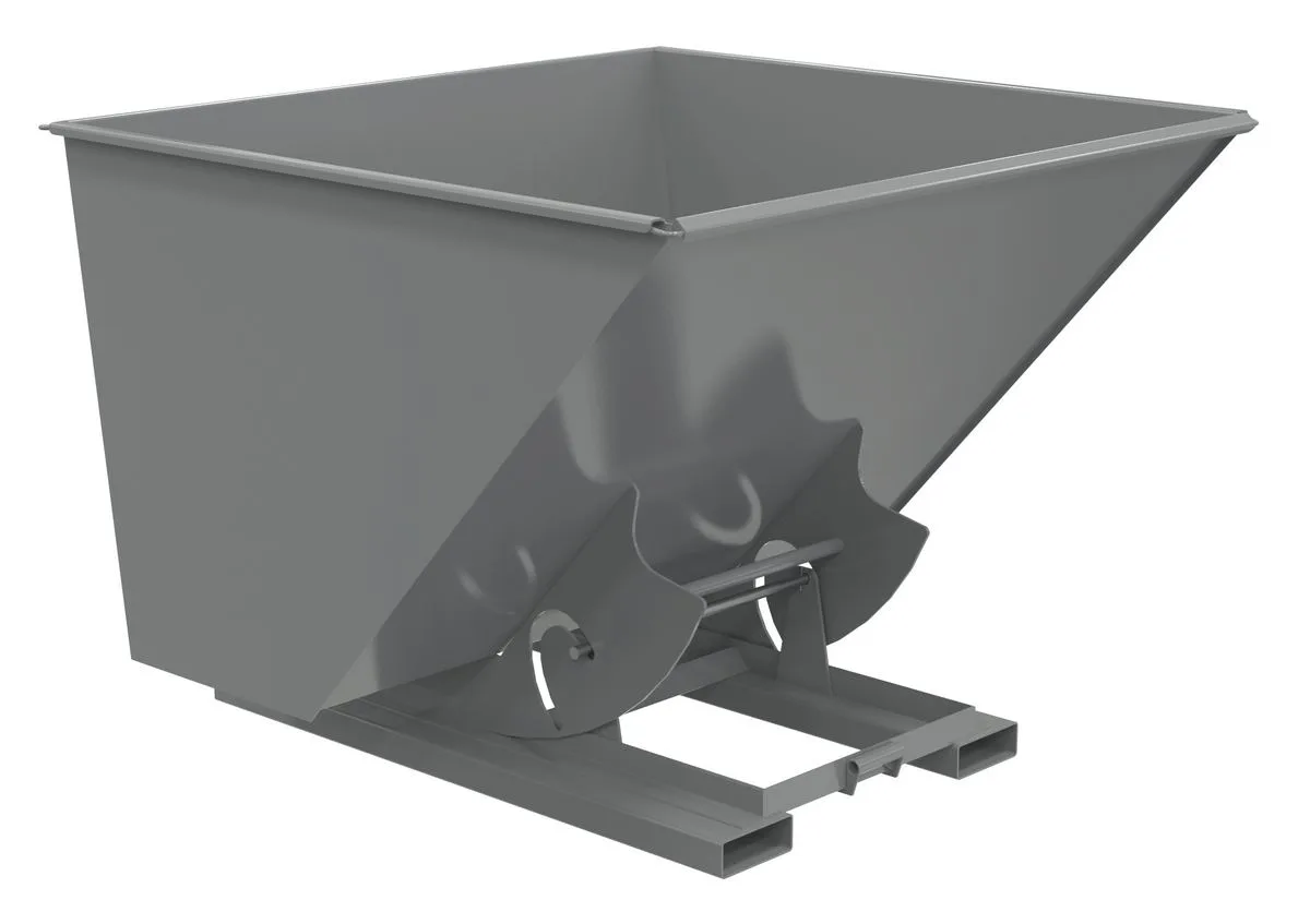 Vestil D-250-HD-NB-GY-SG d-style hoppers, no bump & dump