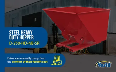 Vestil D-250-HD-NB-SR d-style hoppers, no bump & dump feature highlights