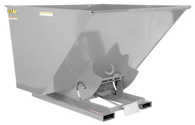 Vestil Steel Heavy Duty Self Dumping Hopper 2-1/2 Cubic Yard 6000 Lb. Capacity Silver Lining