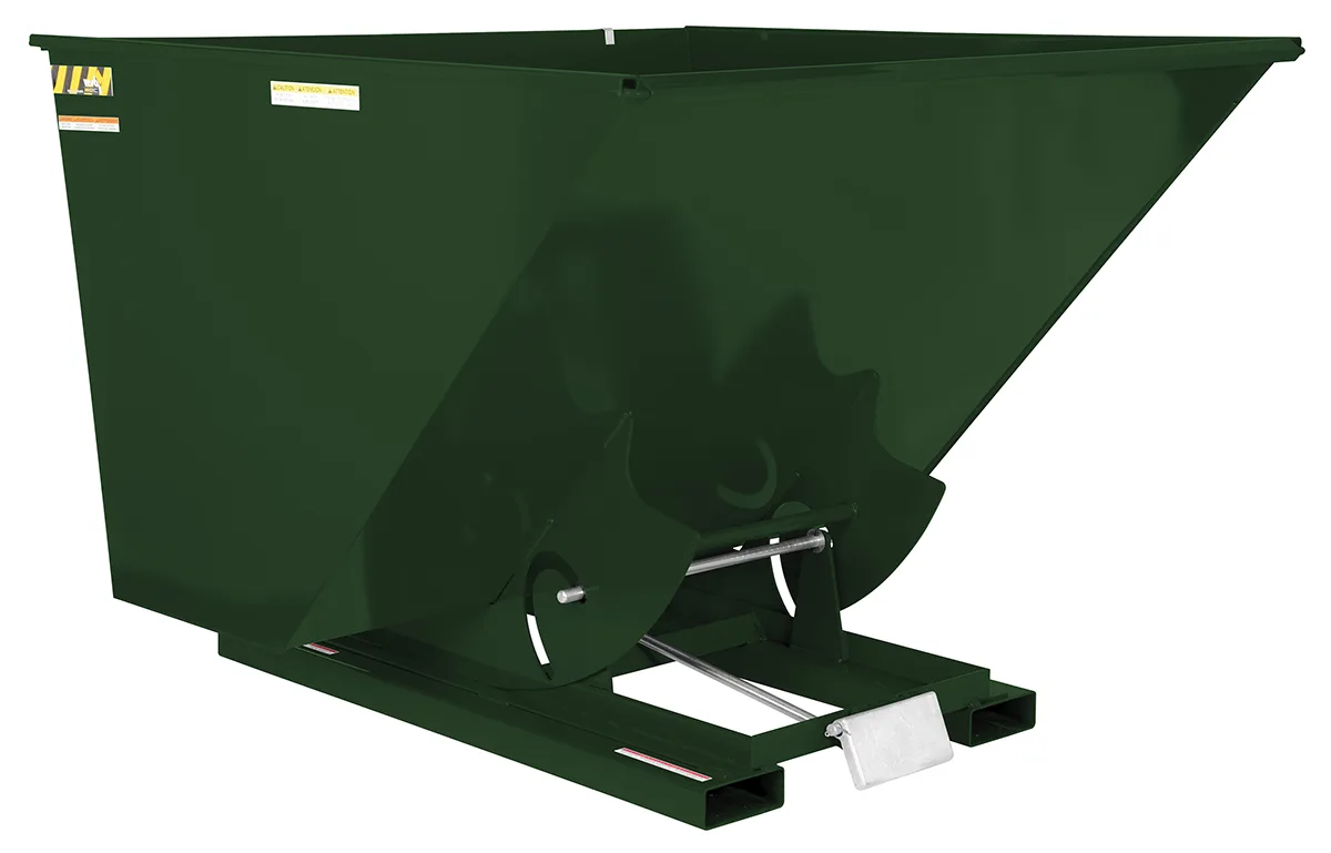 Vestil D-250-LD-GRN-H d style - self-dumping steel hoppers with bumper release