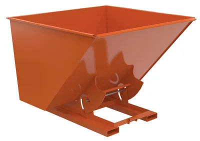 Vestil Steel Light Duty No Bump & Dump Hopper 2-1/2 Cubic Yard 2000 Lb. Capacity Orange