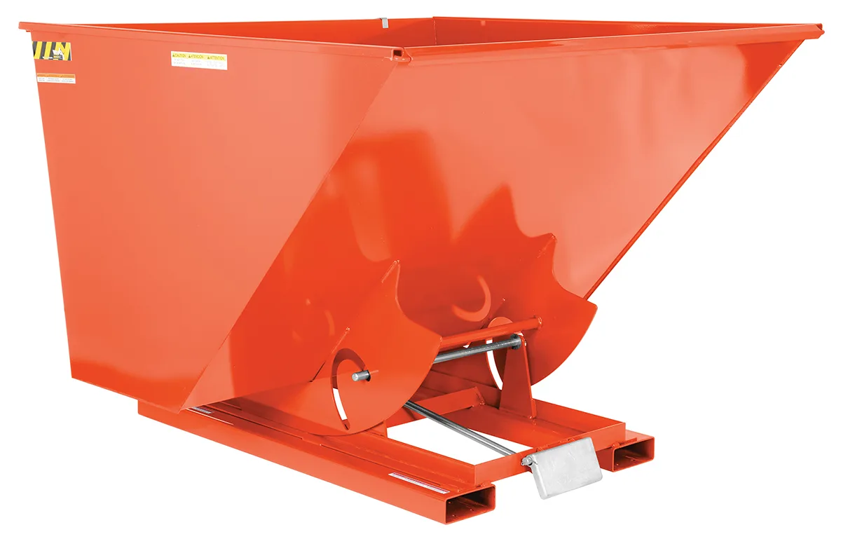 Vestil D-250-LD-ORG-C d style - self-dumping steel hoppers with bumper release