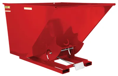 Vestil Steel Light Duty Self Dumping Hopper 2-1/2 Cubic Yard 2000 Lb. Capacity Soda Red