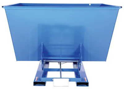Vestil D-250-MD d style - self-dumping steel hoppers with bumper release shown from an alternate angle
