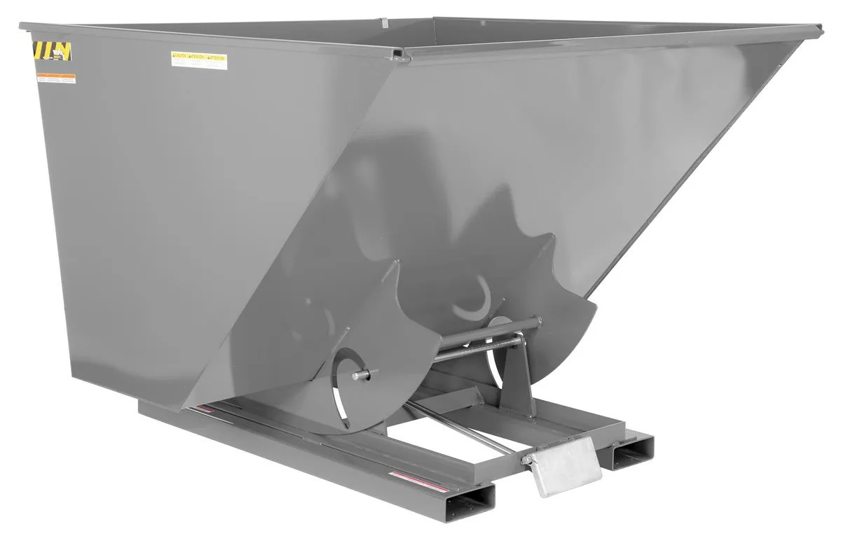Vestil D-250-MD-GY-MG d style - self-dumping steel hoppers with bumper release