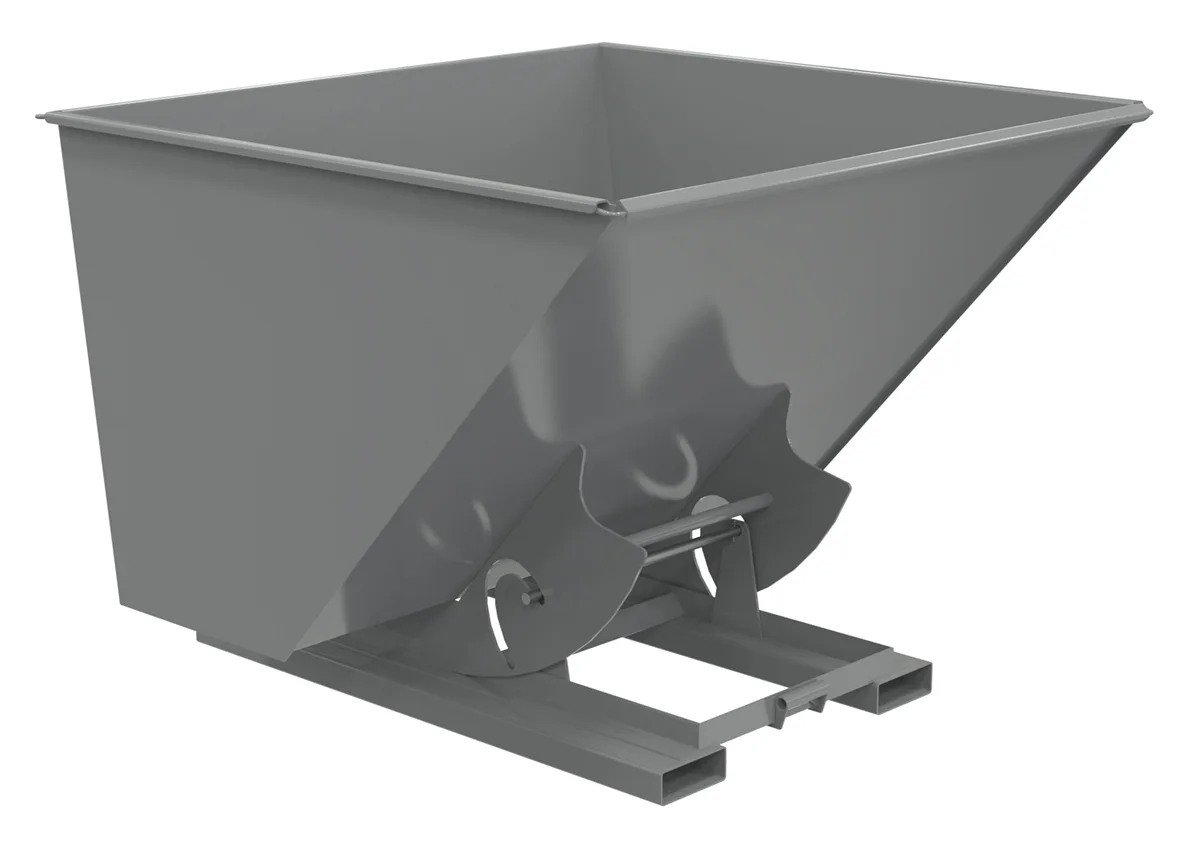 Vestil D-250-MD-NB-GY-SG d-style hoppers, no bump & dump