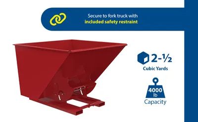 Vestil D-250-MD-NB-SR d-style hoppers, no bump & dump feature highlights