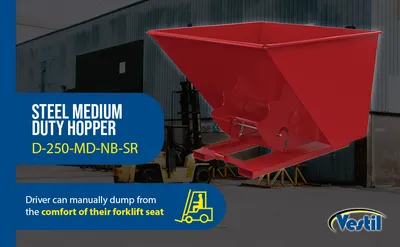 Vestil D-250-MD-NB-SR d-style hoppers, no bump & dump feature highlights
