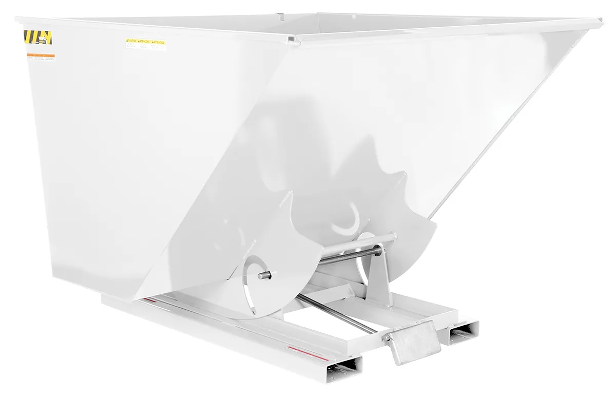 Vestil D-250-MD-WHT d style - self-dumping steel hoppers with bumper release