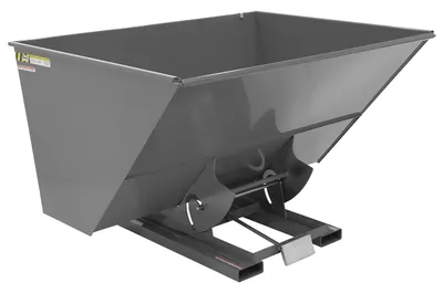 Vestil Steel Heavy Duty Self Dumping Hopper 3 Cubic Yard 6000 Lb. Capacity Battleship Gray