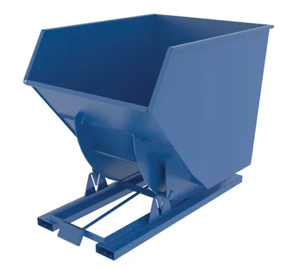 Vestil Steel Heavy Duty Narrow Self Dumping Hopper 3 Cubic Yard 6000 Lb. Capacity Blue