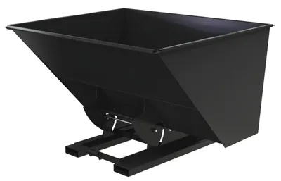 Vestil Steel Heavy Duty No Bump & Dump Hopper 3 Cubic Yard 6000 Lb. Capacity Semi Gloss Black