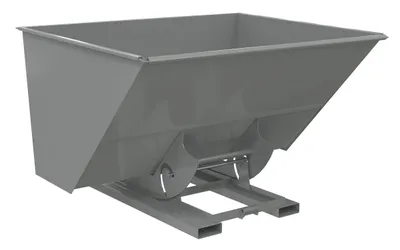 Vestil Steel Heavy Duty No Bump & Dump Hopper 3 Cubic Yard 6000 Lb. Capacity Battleship Gray