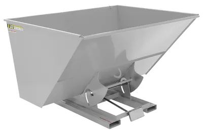 Vestil Steel Heavy Duty Self Dumping Hopper 3 Cubic Yard 6000 Lb. Capacity Silver Lining