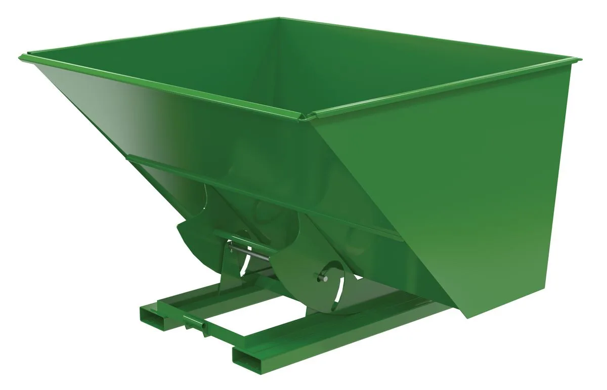 Vestil D-300-LD-NB-GRN-T d-style hoppers, no bump & dump