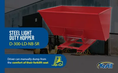 Vestil D-300-LD-NB-SR d-style hoppers, no bump & dump feature highlights