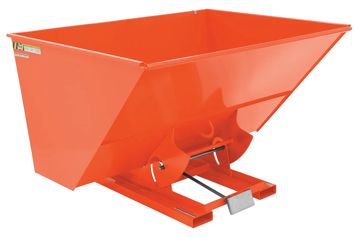 Vestil D-300-LD-ORG-C d style - self-dumping steel hoppers with bumper release