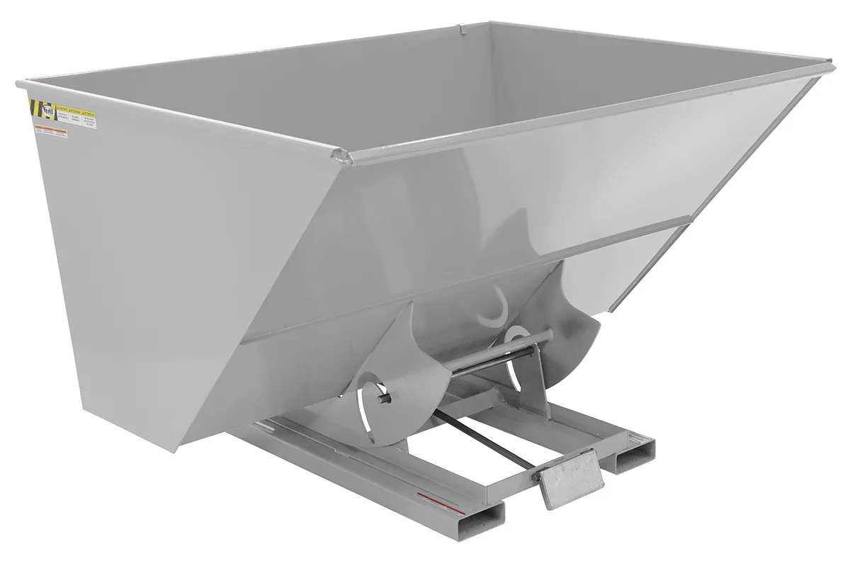 Vestil D-300-LD-SL d style - self-dumping steel hoppers with bumper release